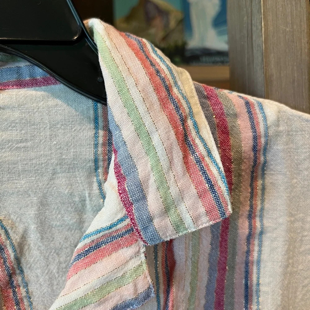 Rails Zuma Havana Stripe Button Up Top Size Xs - image 4